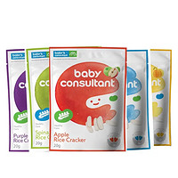 BABY'S CONSULTANT 宝贝顾问 儿童磨牙米饼 原味+紫薯+菠菜+南瓜+苹果 共5包