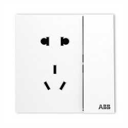 ABB 盈致系列 白色 五孔带开关（可单独控制灯）