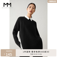 商场同款MM麦檬冬季时尚个性毛衣黑色羊毛衫女5BB233731 黑色 160/85CM/M