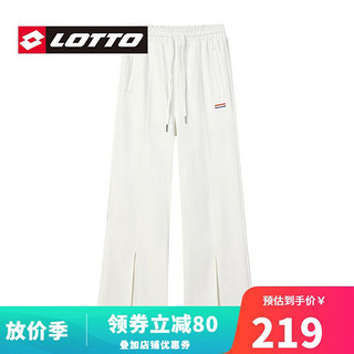 lotto 乐途 女士针织长裤2023年春夏季新款时尚通勤直筒裤休闲裤开衩运动松紧 本白 175/L