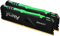 Kingston 金士顿 FURY 野兽 RGB 32GB(2x16GB)3600MHz DDR4 CL18 台式机内存套件,带2个KF436C18BBAK2/32