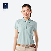 DECATHLON 迪卡侬 polo衫女翻领polo短袖运动T恤夏季大码纯色宽松INESIS莫兰迪绿165/88Y/S-4469672