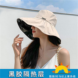 PEAK 匹克 黑胶科技渔夫帽女夏季户外遮脸防紫外线遮阳帽大帽檐帽子