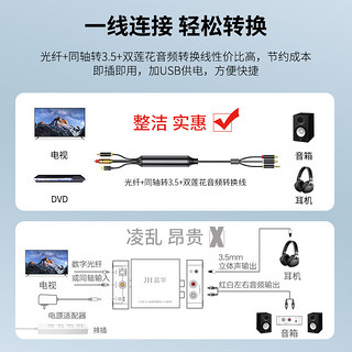 晶华 光纤或同轴转音频转换器 SPDIF数字转模拟二合一转接线 机顶盒电视接双莲花2RAC音响耳机功放 3米 Z239H