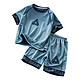 篮球服套装夏季短袖短裤运动服无骨两件套速干衣  深海蓝