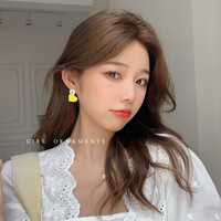 黄色系花朵蝴蝶结耳钉女夏季甜美可爱几何耳环高级感2022年新款潮