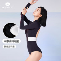 AQUAPLAY 连体泳衣女款2023新款显瘦游泳衣专业防晒速干冲浪服泳装