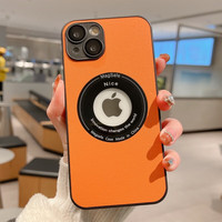 捷威丘皮质磁吸苹果14promax手机壳iPhone13套11magsafe磁吸无线充漏标防指纹男女 素皮透标磁吸+钢化膜 iPhone14