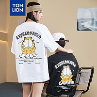 TONLION 唐狮 2022夏装短袖T恤男女情侣装宽松后背卡通圆领打底衫627230022153