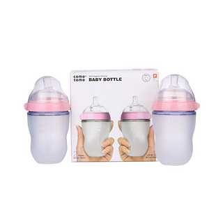 可么多么（Comotomo） COMOTOMO  婴幼儿宽口径硅胶奶瓶（3-6个月） 粉色 250mlx2  韩国进口