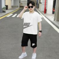 软兔胖童速干衣套装夏季中大童7-15岁加肥加大运动球服儿童宽松两件套 白色611# 短袖(胖) 150 适合(90-110斤)