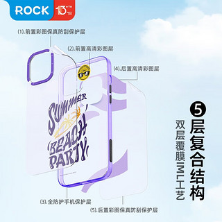 洛克ROCK 苹果14ProMax手机壳肤感磨砂iPhone14Pro保护套夏日原创潮流设计防摔壳 夏日系列-沙滩派对（紫色） iPhone 14 Pro Max