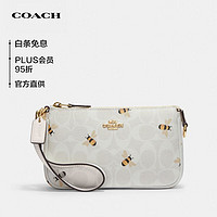 COACH 蔻驰 女士小号蜜蜂款手拿包白色PVC配皮C8673IMRFI