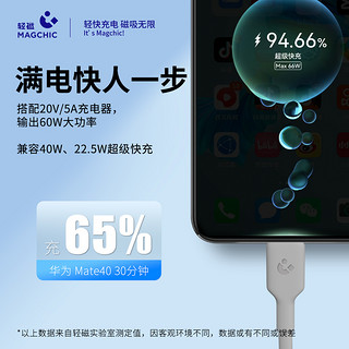 MAGCHIC 轻磁 Type-C真液态硅胶60W超级快充数据线1m/0.3m便携短线适用于安卓手机华为小米vivo手机数据传输快速充电