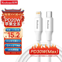 羽博 苹果数据线pd快充线20W30w充电器线iPhone14/13/12promax/11/xRs PD20W快充安全认证丨弹窗包赔