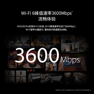 ZTE 中兴 U50 Pro 移动路由器 3600Mbps Wi-Fi 6 灰色