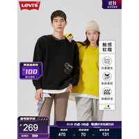 Levi's 李维斯22秋冬季新款男士加绒卫衣潮牌假两件美式潮流情侣易穿搭 黑色 XL