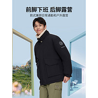 BOSIDENG 波司登 羽绒服男2022年冬季新款时尚休闲工装夹克短款宽松羊羔绒翻领新国标绒外套B20145219XS 黑色