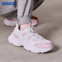 ROOKIE 童鞋女童休闲老爹鞋秋冬儿童新款旋转扭扣易穿脱运动鞋 白色 35