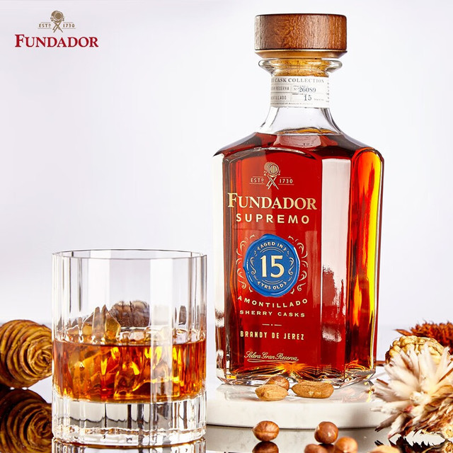 FUNDADOR 芬德多 洋酒 西班牙15年雪莉酒 桶陈酿赫雷斯白兰地酒 屡获金奖1L*1瓶