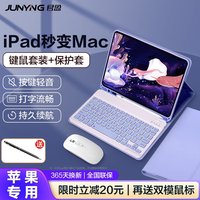 junying 君盈 苹果ipad键盘鼠标套装2022/21蓝牙9/8/7代air5保护套外接带笔槽妙控平板pro壳 保护套+磁吸键盘+双模鼠标+触控电容笔 ipad10代2022款