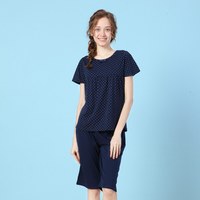 tutuanna家居服套装女 棉质圆点蝴蝶结 亲肤舒适短袖上下套睡衣 721719-45 上衣 160/84A 裤子 160/70A