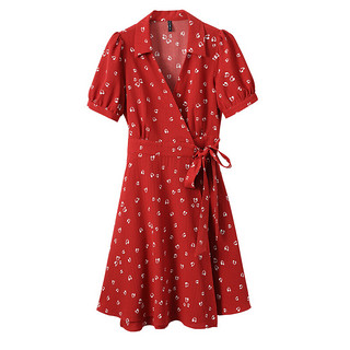 梵希蔓小个子夏装搭配显高气质绝美连衣裙一片式a字小众独特裙子 V3166 红花色 S