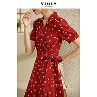梵希蔓小个子夏装搭配显高气质绝美连衣裙一片式a字小众独特裙子 V3166 红花色 S