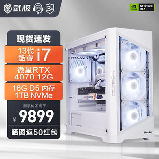 VGame 武极 13代i7 13700F/4070设计师电竞游戏台式组装电脑主机DIY整机 13700F+RTX4070丨配置五