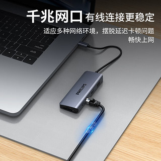 PHILIPS 飞利浦 Type-C扩展坞USB-C转HDMI雷电3/4拓展坞11合1