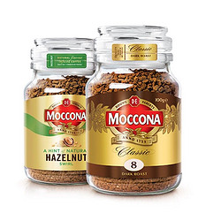 Moccona 摩可纳 咖啡粉组合装 2口味 195g（深度8号100g+轻度榛果95g）（赠摩可纳 竹节咖啡勺）