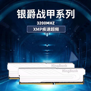 KINGBANK 金百达 银爵战甲系列 DDR4 3200MHz 台式机内存 马甲条 白色 8GB