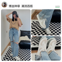 森马Semir女板鞋时尚春季厚底休闲鞋轻便潮流运动鞋低帮板鞋女鞋子 白红色调0116 35