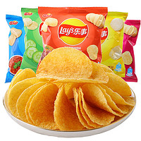 Lay's 樂事 薯片40g*4包大包裝原味黃瓜好吃的休閑零食品膨化小吃整箱批發