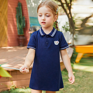 夏季新款时尚婴幼裙装儿童裙子女童连衣裙 120 深蓝