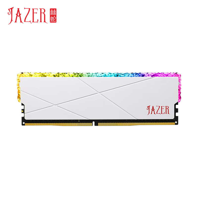 JAZER 棘蛇 优龙系列 DDR5 6400MHz RGB 台式机内存 灯条 白色 32GB 16GBx2