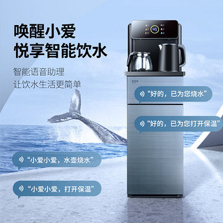 索菲诺 茶吧机 家用多功能智能语音遥控可触控大屏双显立式下置式饮水机 S01烟雨灰（语音+遥控+彩屏）冰热升级款