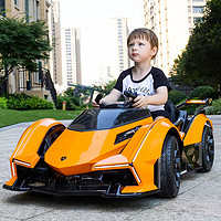 星辰皓 兰博基尼儿童电动车汽车四轮婴儿遥控宝宝玩具车男女小孩可坐人 橙色