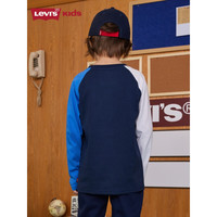 Levi's 李维斯 童装儿童长袖t恤男童打底衫春秋季新款中大女孩上衣小宝宝婴童百搭衣服 深靛蓝(G004) 140/68(S)