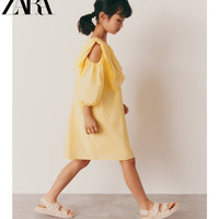 ZARA 夏装新款 童装女童 蝴蝶结饰府绸连衣裙 1420064 300