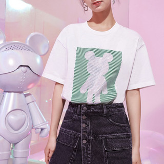 Five Plus 5+ 星际熊联名系列 女士圆领短袖T恤 2NE2020140 白色 XL