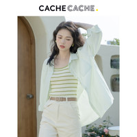 Cache Cache翻领长袖雪纺衬衫外套女春夏港风时髦洋气小个子衬衣