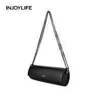 INJOYLIFE 圆筒包包女2021新款潮小众设计包包斜挎包超火链条包流浪包 黑色