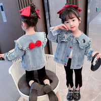 七语欣童装女童牛仔外套春秋装儿童外套2023新款女宝宝卡通牛仔夹克上衣 蓝色 90(适合身高80-90cm)