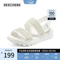 斯凯奇skechers凉鞋女夏季运动平底鞋子女士沙滩厚底休闲学生户外百搭111099 白色/WHT 35