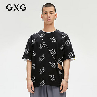 GXG男装 多色潮流印花T恤合集 橙色明线T恤-GC144671E 180/XL