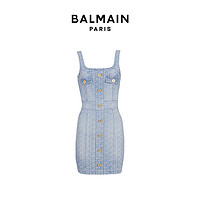 BALMAIN 巴尔曼 女士中长款吊带连衣裙 AF0R2128DD27 蓝色 38