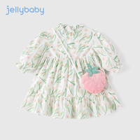 JELLYBABY2023年春季新款儿童女童碎花连衣裙裙子 白底花 110