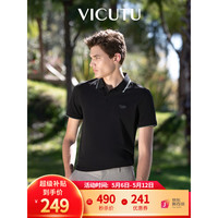 VICUTU 威可多 男士短袖上衣夏季纯棉半袖透气修身抗菌保罗POLO衫VRW88263638 黑色 180/96A/XL