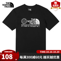 北面(The North Face) 短袖男装女装2022春夏新款上衣户外运动舒适透气半袖|7WAT 7WATJK3/黑色 XS